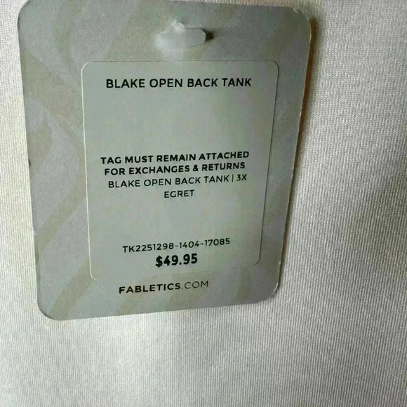 Fabletics Blake Dry-Flex Open Back Tankcream size 3X - Picture 3 of 4